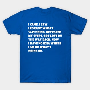 Why did I come into this room again? T-Shirt